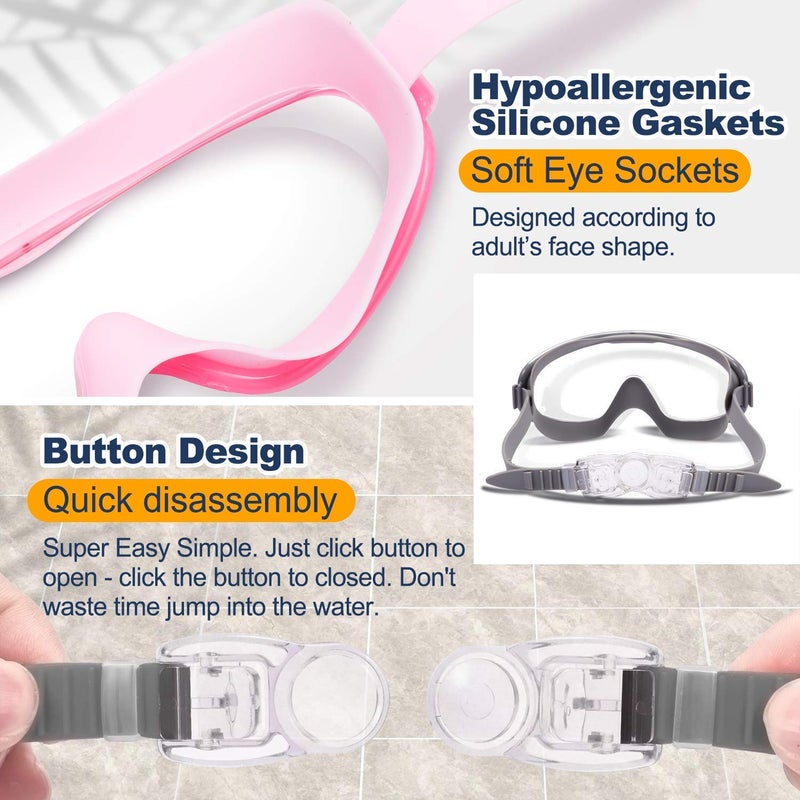 Braylin Adult Swim Goggles, 2-Pack Wide View Swim Goggles for Men Women Youth Teen, Anti-Fog, UV Protection, Over 15 Years - Image 4